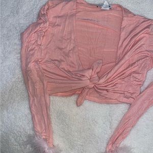 Blush pink furry sleeves